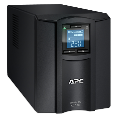 APC SMC2000ICH 2000VA, 在线互动式,塔式标准机,更换电池APCRBC148, 208/230V, 6x IEC C13交流输出口, AVR自动稳压, LCD液晶显示
